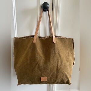 Graf Lantz Canvas Boat Tote with Leather Straps - Brown